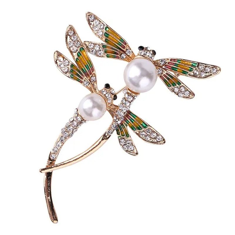 New Classic Painted Dragonfly Shell Pearl Insect Brooch Clothing Accessories Pin Brooches Women Girls Jewelry Gifts 65X50X20mm - WORLD TIME VISITS
