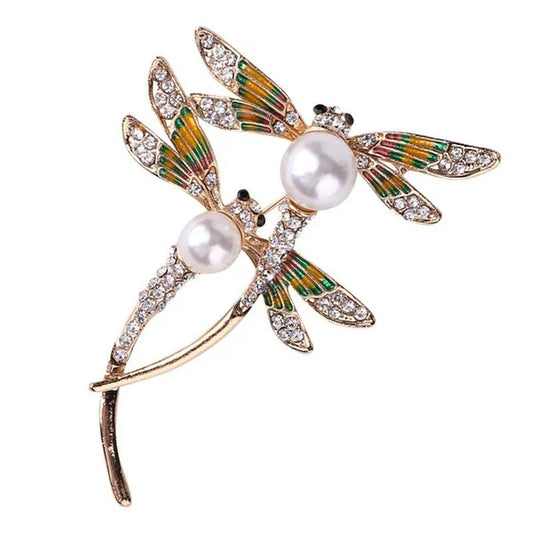 New Classic Painted Dragonfly Shell Pearl Insect Brooch Clothing Accessories Pin Brooches Women Girls Jewelry Gifts 65X50X20mm - WORLD TIME VISITS