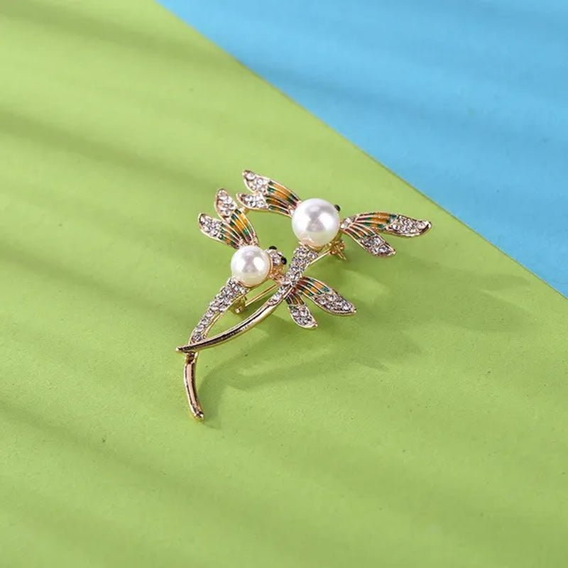 New Classic Painted Dragonfly Shell Pearl Insect Brooch Clothing Accessories Pin Brooches Women Girls Jewelry Gifts  65X50X20mm