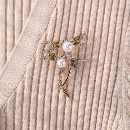 New Classic Painted Dragonfly Shell Pearl Insect Brooch Clothing Accessories Pin Brooches Women Girls Jewelry Gifts  65X50X20mm