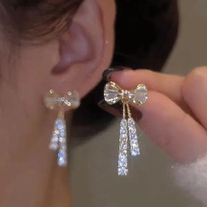 New Crystal Drop Earrings with Bling Bling Cubic Zirconia Temperament Women Earrings High Quality Silver Color Trendy Jewelry