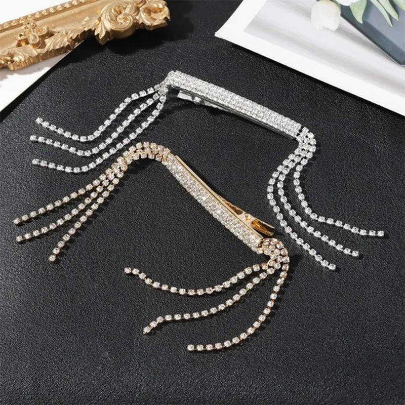 New Diamond Inlaid Female Tassel Hairpin Back Hairpin Suit Brooch Accessory Clip Dual Purpose - WORLD TIME VISITS