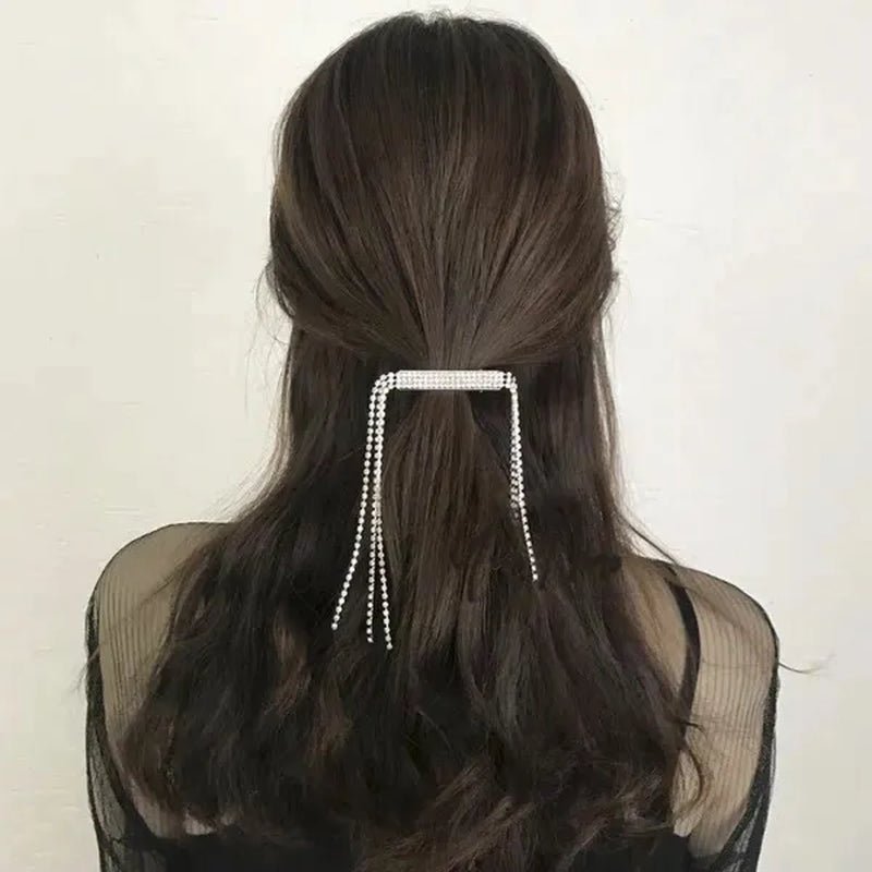New Diamond Inlaid Female Tassel Hairpin Back Hairpin Suit Brooch Accessory Clip Dual Purpose