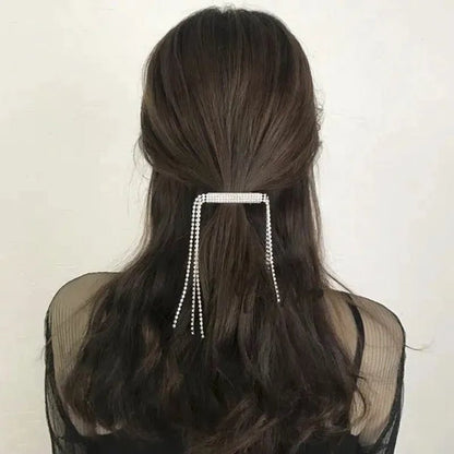 New Diamond Inlaid Female Tassel Hairpin Back Hairpin Suit Brooch Accessory Clip Dual Purpose