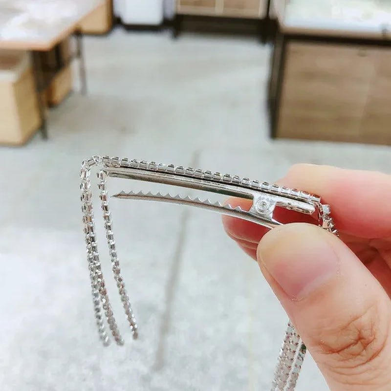 New Diamond Inlaid Female Tassel Hairpin Back Hairpin Suit Brooch Accessory Clip Dual Purpose