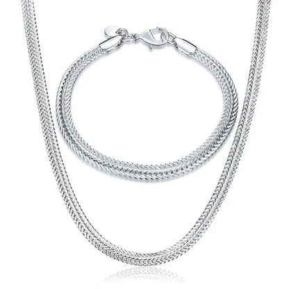 NEW! Exquisite 925 Sterling Silver 6MM Chain Bracelets Neckalce for Women Man Fashion Party Wedding Noble Jewelry Sets Gifts