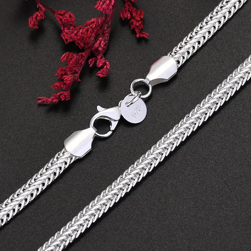 NEW! Exquisite 925 Sterling Silver 6MM Chain Bracelets Neckalce for Women Man Fashion Party Wedding Noble Jewelry Sets Gifts