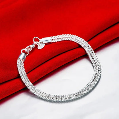 NEW! Exquisite 925 Sterling Silver 6MM Chain Bracelets Neckalce for Women Man Fashion Party Wedding Noble Jewelry Sets Gifts