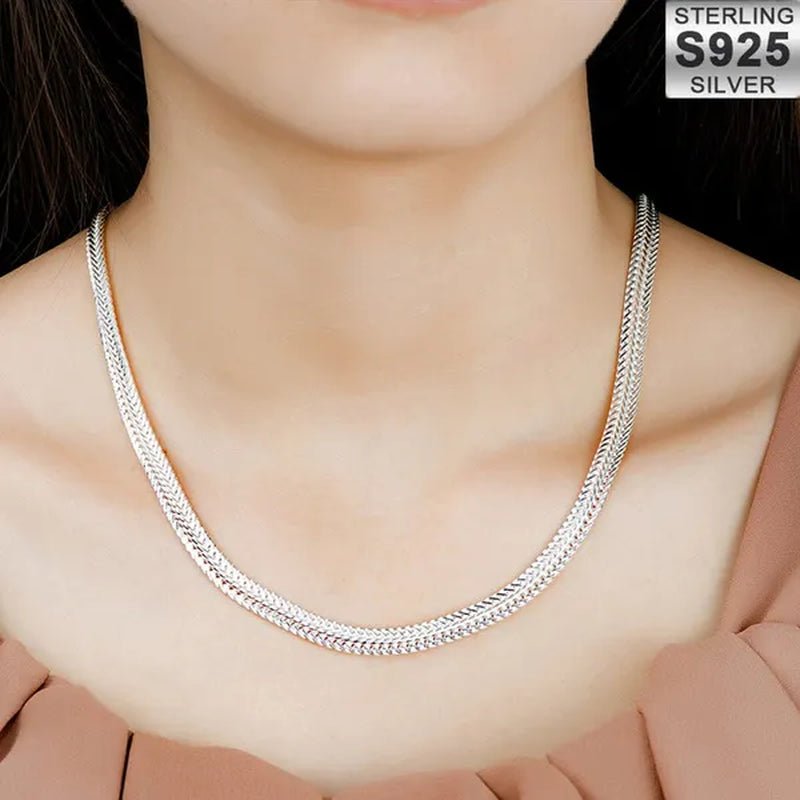 NEW! Exquisite 925 Sterling Silver 6MM Chain Bracelets Neckalce for Women Man Fashion Party Wedding Noble Jewelry Sets Gifts - WORLD TIME VISITS