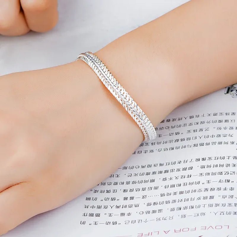 NEW! Exquisite 925 Sterling Silver 6MM Chain Bracelets Neckalce for Women Man Fashion Party Wedding Noble Jewelry Sets Gifts