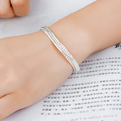 NEW! Exquisite 925 Sterling Silver 6MM Chain Bracelets Neckalce for Women Man Fashion Party Wedding Noble Jewelry Sets Gifts