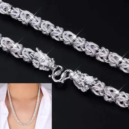 NEW! Exquisite Men Solid Heavy 925 Sterling Silver Domineering Dragon Head Silver Chain Necklace Jewelry - WORLD TIME VISITS