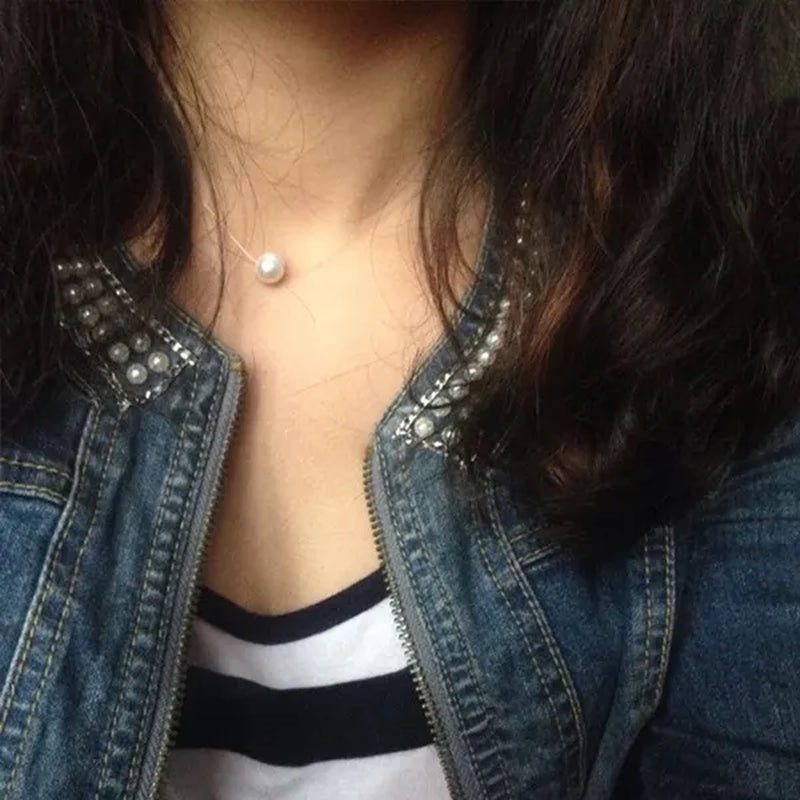 New Fashion Elegant Transparent Invisible Fishing Line Pearl Pendant Necklace