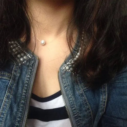 New Fashion Elegant Transparent Invisible Fishing Line Pearl Pendant Necklace
