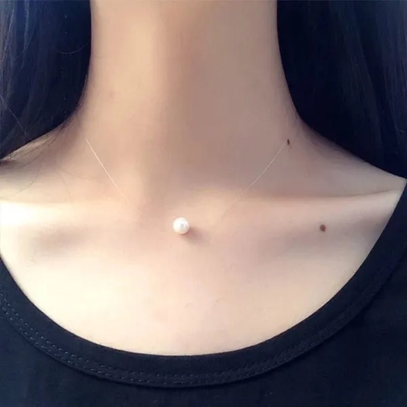 New Fashion Elegant Transparent Invisible Fishing Line Pearl Pendant Necklace