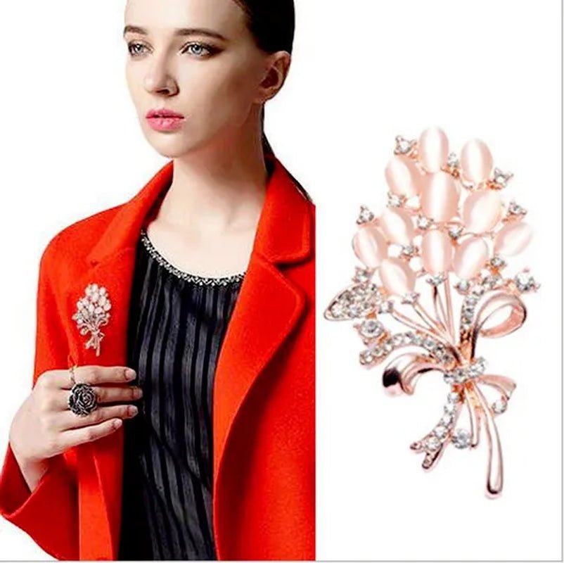 New Fashionable Opal Stone Flower Brooch Pin Garment Accessories Birthday Gift brooches for women  rhinestone brooch Pin Jewelry Gift Arrow