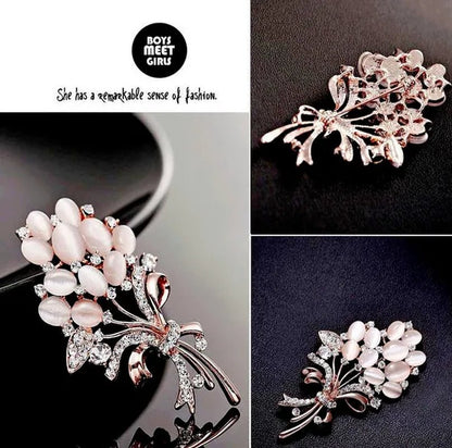 New Fashionable Opal Stone Flower Brooch Pin Garment Accessories Birthday Gift brooches for women  rhinestone brooch Pin Jewelry Gift Arrow