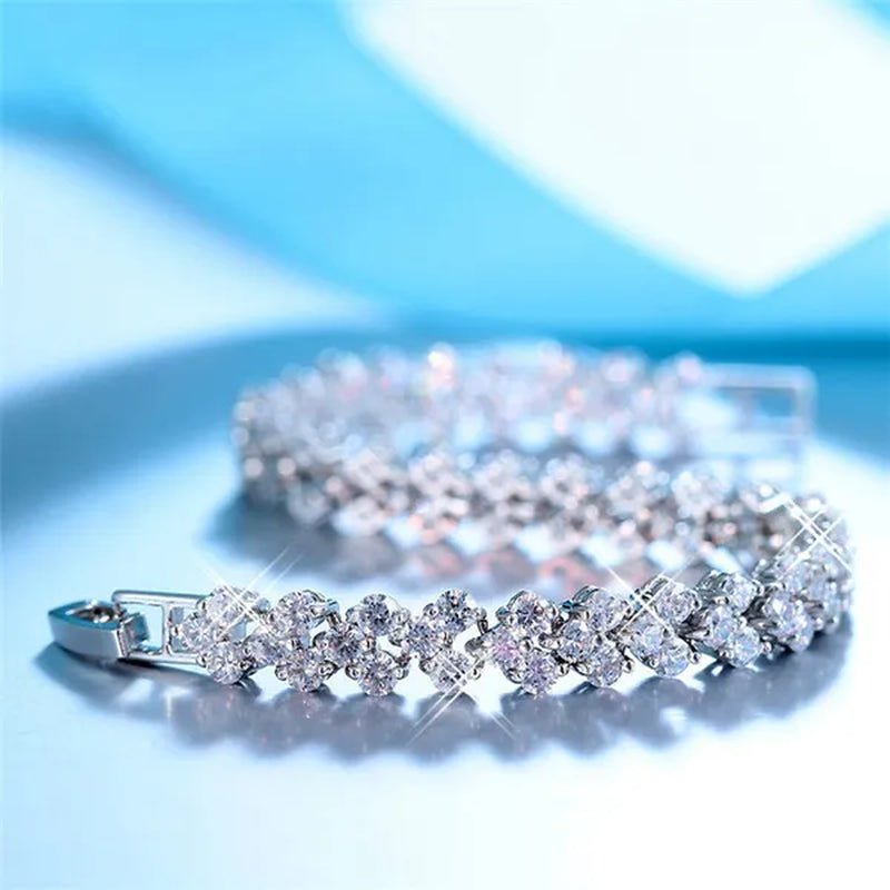 New Luxury Trendy Roman Bracelet Zircon Bangle for Women Bride Wedding Engagement Bracelet Party Anniversary Gift Jewelry - WORLD TIME VISITS