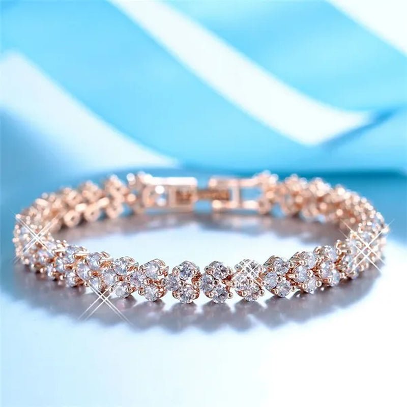 New Luxury Trendy Roman Bracelet Zircon Bangle for Women Bride Wedding Engagement Bracelet Party Anniversary Gift Jewelry