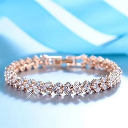 New Luxury Trendy Roman Bracelet Zircon Bangle for Women Bride Wedding Engagement Bracelet Party Anniversary Gift Jewelry