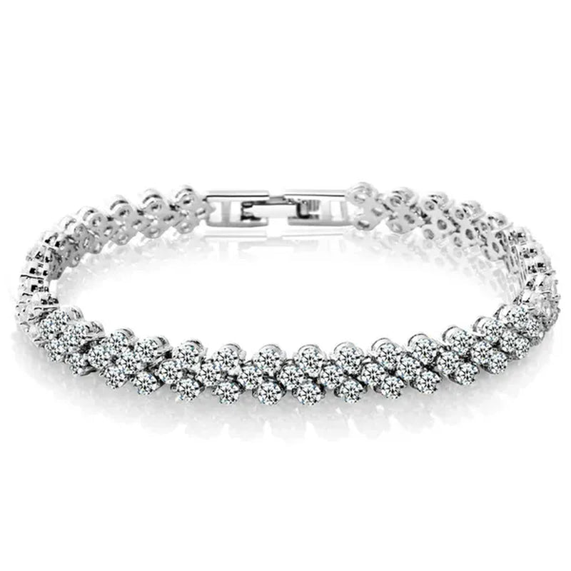 New Luxury Trendy Roman Bracelet Zircon Bangle for Women Bride Wedding Engagement Bracelet Party Anniversary Gift Jewelry