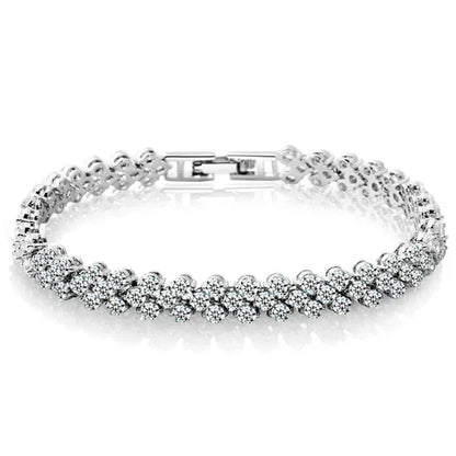 New Luxury Trendy Roman Bracelet Zircon Bangle for Women Bride Wedding Engagement Bracelet Party Anniversary Gift Jewelry