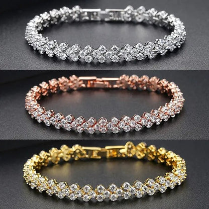 New Luxury Trendy Roman Bracelet Zircon Bangle for Women Bride Wedding Engagement Bracelet Party Anniversary Gift Jewelry