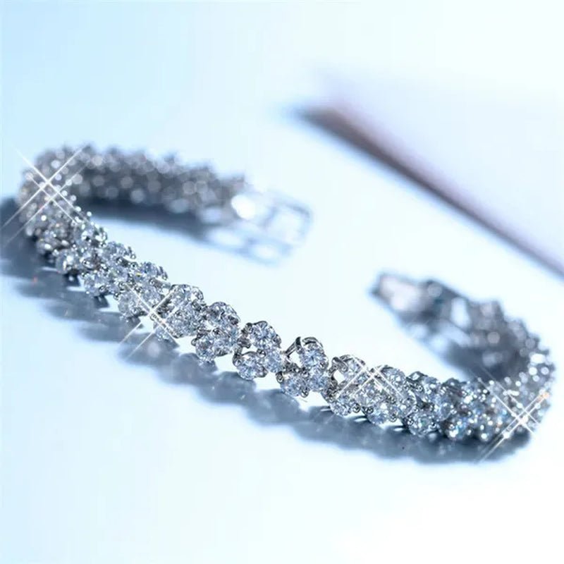 New Luxury Trendy Roman Bracelet Zircon Bangle for Women Bride Wedding Engagement Bracelet Party Anniversary Gift Jewelry - WORLD TIME VISITS