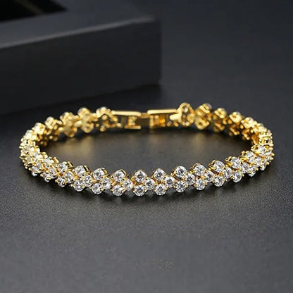 New Luxury Trendy Roman Bracelet Zircon Bangle for Women Bride Wedding Engagement Bracelet Party Anniversary Gift Jewelry