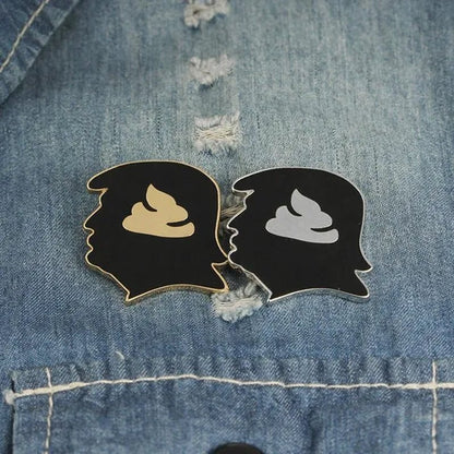 New Punk Black Enamel Brooch Pin Trump Shithead Denim Jacket Pins Bag Hat Decoration - WORLD TIME VISITS