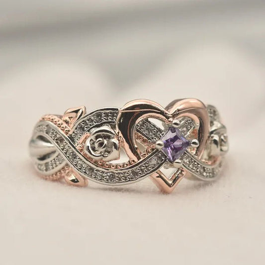 New Rose Princess Square Ring European and American Love Shape Ring Bride Wedding Marriage Ring Size 5 - 11 - WORLD TIME VISITS