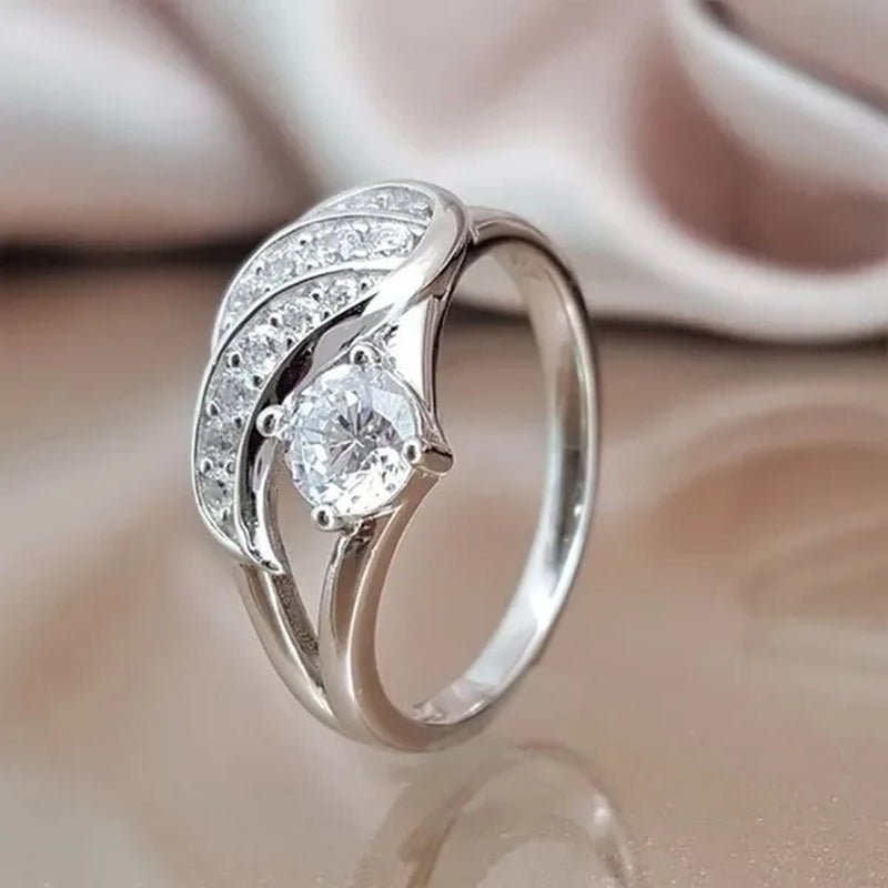 New Sapphire Angel Wings Charming Diamond Princess Ring Romantic Bride Proposal Eternity Ring Anniversary Christmas Gift for Girlfriend Mother's Day Gift Jewelry Size 5-11