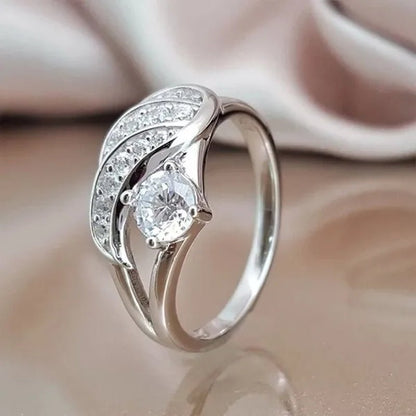 New Sapphire Angel Wings Charming Diamond Princess Ring Romantic Bride Proposal Eternity Ring Anniversary Christmas Gift for Girlfriend Mother's Day Gift Jewelry Size 5-11