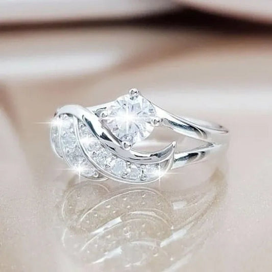 New Sapphire Angel Wings Charming Diamond Princess Ring Romantic Bride Proposal Eternity Ring Anniversary Christmas Gift for Girlfriend Mother's Day Gift Jewelry Size 5 - 11 - WORLD TIME VISITS