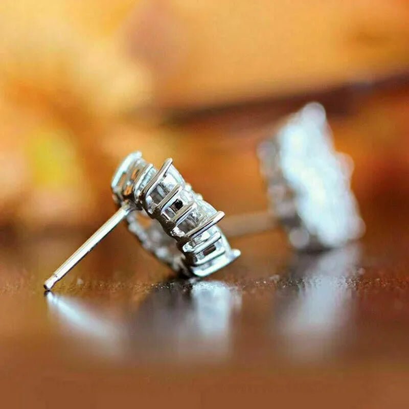 New Silver Marquise Cut Lab Diamond Snowflake Stud Earrings for Women Girls Christmas Gift Party Bridal Proposal Earring Jewelry