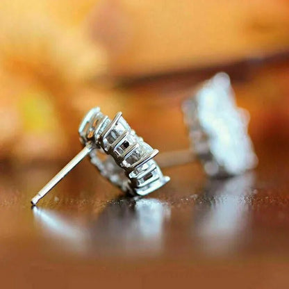 New Silver Marquise Cut Lab Diamond Snowflake Stud Earrings for Women Girls Christmas Gift Party Bridal Proposal Earring Jewelry