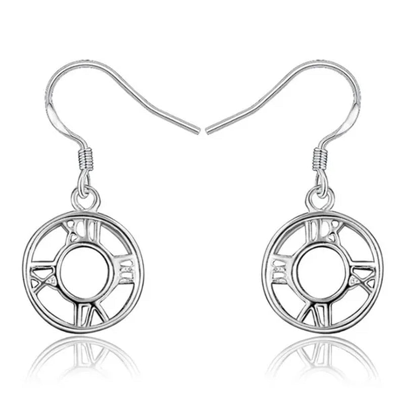 New Style 925 Sterling Silver Roman Numeral Earrings Bracelet Necklace Ring Set For Women Wedding Engagement Fashion Charm Jewel