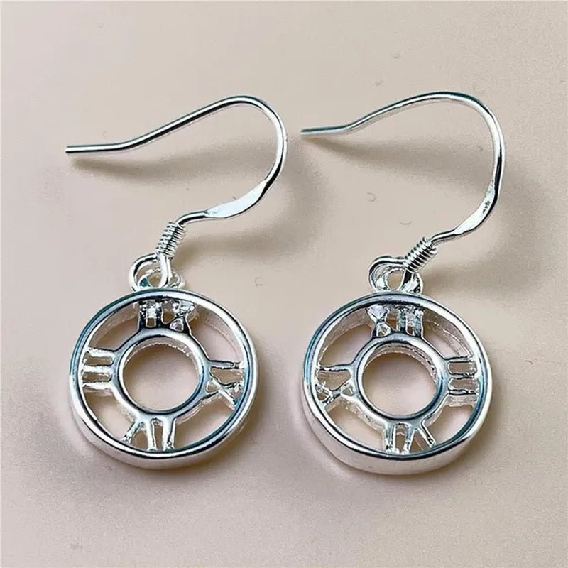 New Style 925 Sterling Silver Roman Numeral Earrings Bracelet Necklace Ring Set For Women Wedding Engagement Fashion Charm Jewel