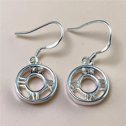 New Style 925 Sterling Silver Roman Numeral Earrings Bracelet Necklace Ring Set For Women Wedding Engagement Fashion Charm Jewel