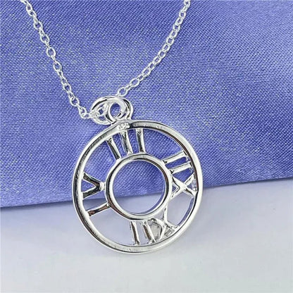 New Style 925 Sterling Silver Roman Numeral Earrings Bracelet Necklace Ring Set For Women Wedding Engagement Fashion Charm Jewel