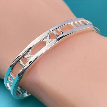 New Style 925 Sterling Silver Roman Numeral Earrings Bracelet Necklace Ring Set For Women Wedding Engagement Fashion Charm Jewel
