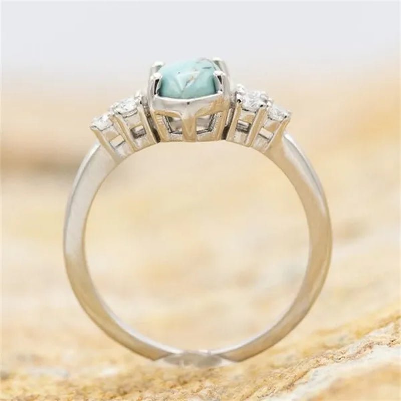 Newest 3Pcs/Set Women'S 18 K Gold Multilayer Hollow Turquoise Ring Band Exquisite Moissanite Engagement Wedding Rings Ethnic Anniversary Birthday Christmas Gift Jewelry