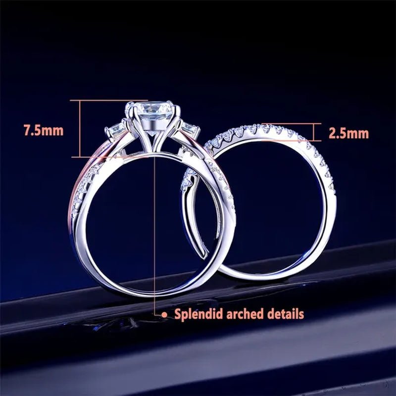 Newshe Solid 925 Sterling Silver Rose Gold Wedding Ring Sets For Women Round Cut Zircon Engagement Ring Luxury Jewelry Sz 5-10