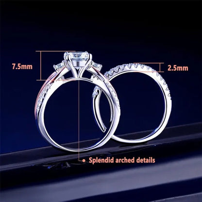 Newshe Solid 925 Sterling Silver Rose Gold Wedding Ring Sets For Women Round Cut Zircon Engagement Ring Luxury Jewelry Sz 5-10