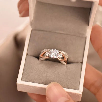Newshe Solid 925 Sterling Silver Rose Gold Wedding Ring Sets For Women Round Cut Zircon Engagement Ring Luxury Jewelry Sz 5-10