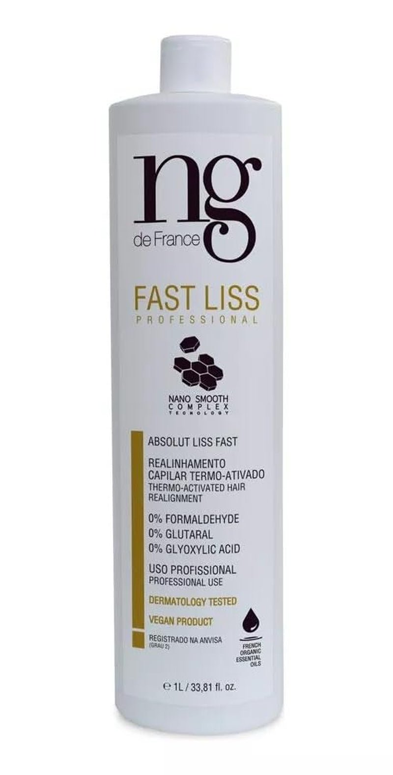NG De France Vegan Hair Straightening without Formaldehyde Fast Liss Reducer 1000Ml/33.8 Fl.Oz. + Tanino Protein 24K Vegan Moisturizing Mask 250G/8.82Oz. - WORLD TIME VISITS