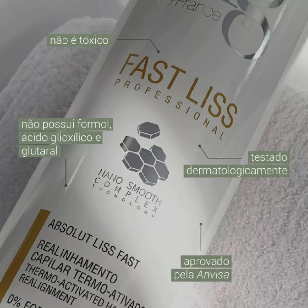 NG De France Vegan Hair Straightening without Formaldehyde Fast Liss Reducer 1000Ml/33.8 Fl.Oz. +  Tanino Protein 24K Vegan Moisturizing Mask 250G/8.82Oz.