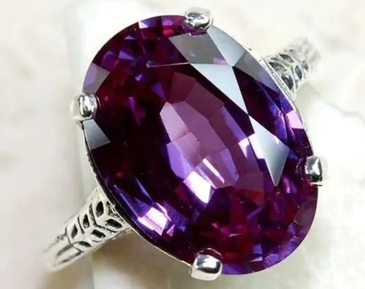 Nice Jewelry 925 Sterling Silver Amethyst Gemstones Wedding Party Ring Jewelry Set - WORLD TIME VISITS