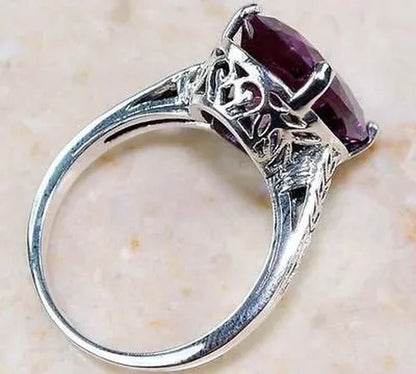 Nice Jewelry 925 Sterling Silver Amethyst Gemstones Wedding Party Ring Jewelry Set