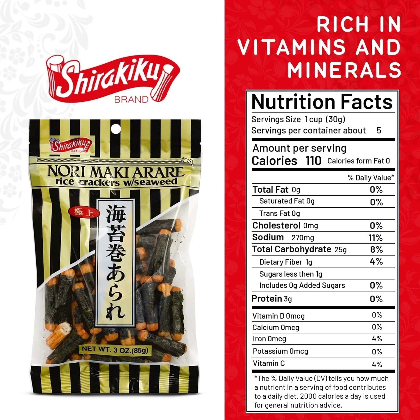 , Norimaki Arare Rice Crackers, 3 Ounce - WORLD TIME VISITS